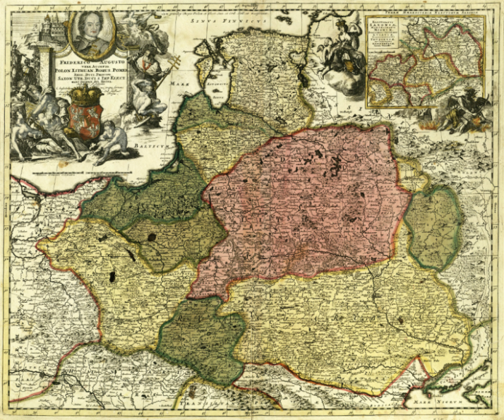 Polonia, Lithuania, Borussia and Pomerania - geographic map