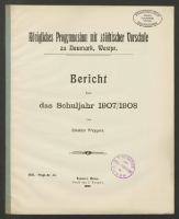 Königliches Progymnasium mit städtischer Vorschule zu Neumark, Westpr. Bericht über das Schuljahr1907/1908