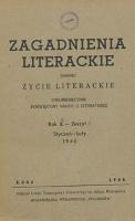 Zagadnienia Literackie : dawniej Życie Literackie : dwumiesięcznik poświęcony nauce o literaturze, 1946.01-02 z. 1