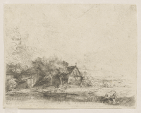 Pejzaż z krową. - Rembrandt Harmenszoon van Rijn (1606-1669). Rytownik