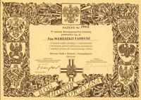 Patent nr 29932 nadania Tadeuszowi Wereszce tytułu Weteran Walk o Wolność i Niepodległość Ojczyzny, 2001 r.