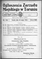 Ogłoszenia Zarządu Miejskiego w Toruniu 1936, R. 13, nr 20