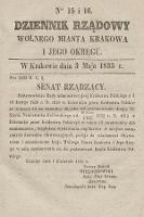 Dziennik Rządowy Wolnego Miasta Krakowa i Jego Okręgu. 1835, nr 15-16