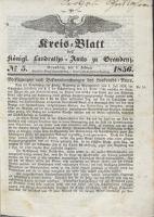 Kreis Blatt des Königlichen Landraths-Amts zu Graudenz 1856.02.01 nr 5