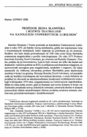 Profesor Irena Sławińska i rozwój teatrologii na Katolickim Uniwersytecie Lubelskim.