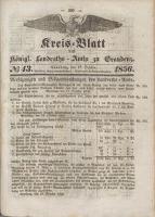 Kreis Blatt des Königlichen Landraths-Amts zu Graudenz 1856.10.17 nr 43