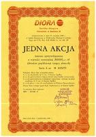 Jedna imienna akcja Diory, seria A zarejestrowana w dniu 14 września 1989 r. - Diora S.A. (Dzierżoniów)
