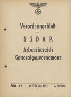 Verordnungsblatt der NSDAP Arbeitsbereich Generalgouvernement., Jg. 3, F. 4/5/6 (April/Mai/Juni 1943)