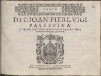 Di Gioan Pierlvigi Palestina Il Primo Libro De Madrigali A Qvatro Voci. - Palestrina, Giovanni Pierluigi da (1525?-1594)