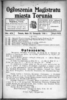 Ogłoszenia Magistratu Miasta Torunia 1930, R. 7, nr 45