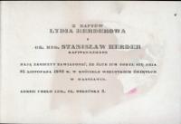 Z Rapfów Lydia Herderowa i dr. med. Stanisław Herder [..] mają zaszczyt zawiadomić, że ślub ich odbył się...
