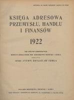 Księga adresowa przemysłu, handlu i finansów. 1922