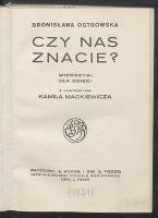 Czy nas znacie? : wierszyki dla dzieci - Ostrowska, Bronisława (1881-1928)
