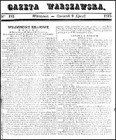 Gazeta Warszawska, 1835, nr 183 (9 lipca) + dod.