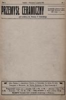 Przemysł Ceramiczny : dwutygodnik poświęcony fabrykacyi cegieł, dachówek, drenów, kafli, cementu, gipsu, wapna itp. 1910, nr 1