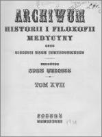 Archiwum Historii i Filozofii Medycyny 1938 t.17 z.1-2