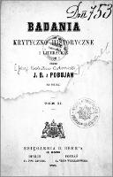 Badania krytyczno-historyczne i literackie. T. 2 - Ostrowski, Józefat Bolesław (1803-1871)