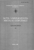 Acta Universitatis Nicolai Copernici. Nauki Humanistyczno-Społeczne. Ekonomia, z. 9 (116), 1980