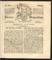 Thorner Wochenblatt 1847, No. 27 + Beilage