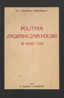 Polityka zagraniczna Polski w roku 1924 - Grzymała Grabowiecki, Jan
