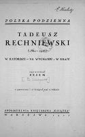Tadeusz Rechniewski (1862-1916) : w katordze - na wygnaniu - w kraju - Szapiro, Bernard (1869-1942)
