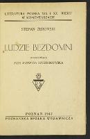 Stefan Żeromski : Ludzie bezdomni - Szczerkowska, Jadwiga (fl. 1947)