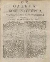 Gazeta Korrespondenta Warszawskiego y Zagranicznego, 1820, nr 25 (25 marca) + dodatek; + drugi dodatek