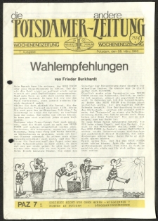 Wochenendzeitung „die andere Potsdamer Zeitung“ und Flugblatt des Bündnis '90