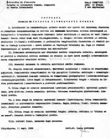 Documente privind activitatea didactică a Ioanei Em. Petrescu (1980-1981), lector la Facultatea de Filologie, în anul universitar 1984-1985