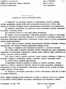 Planuri calendaristice întocmite de Ioana Em. Petrescu (1980-1981), lector la Facultatea de Filologie, pe anul universitar 1987-1988