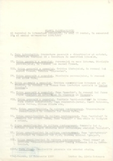 Documente privind activitatea didactică a lui Liviu Petrescu, lector la  Facultatea de Filologie, în anul universitar 1986-1987