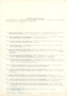 Documente privind activitatea didactică a lui Liviu Petrescu, lector la  Facultatea de Filologie, în anul universitar 1986-1987