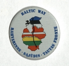 Ženklelis su Baltijos kelio žemėlapiu