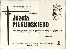 Zaproszenie na mszę - 47. rocznica śmierci Józefa Piłsudskiego