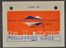 Nepriklausomų žurnalistų nacionalinės asociacijos kongreso organizacinio komiteto nario kortelė