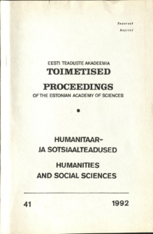 Eesti Teaduste Akadeemia toimetised 1992 nr 41
